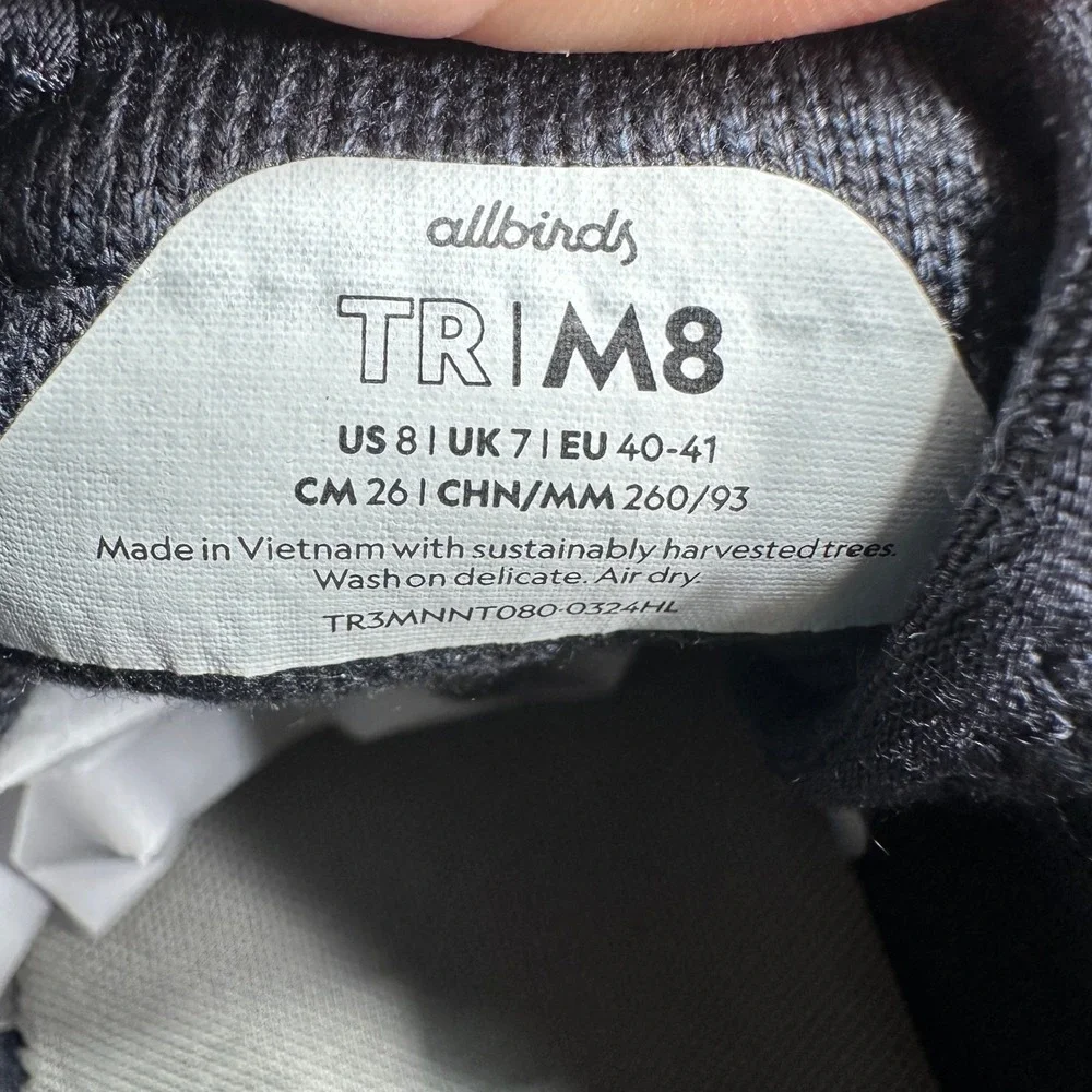 Allbirds Tree Runners Mens 8 Charcoal Grey Sustainable Breathable Mesh NEW